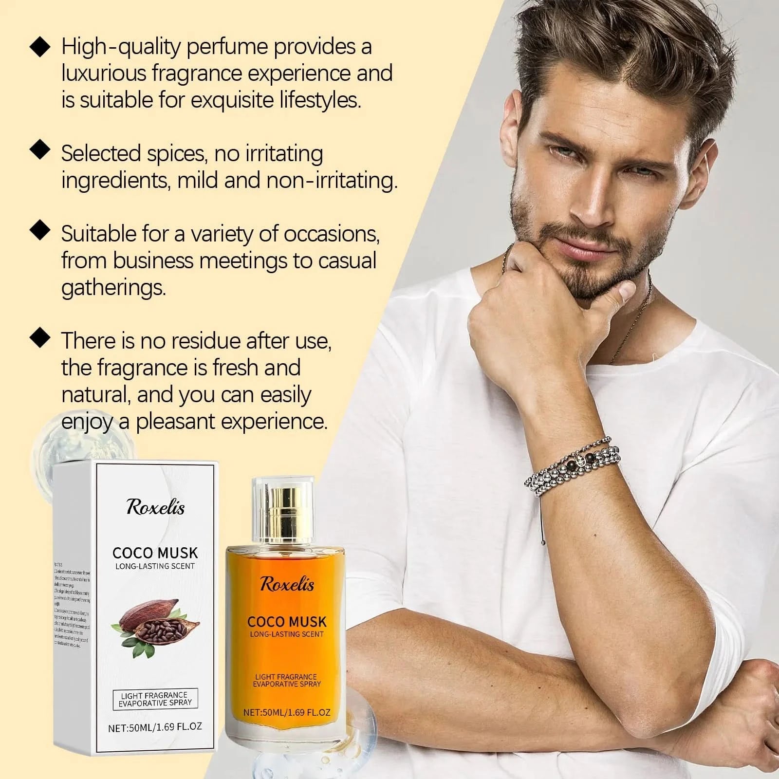 Roxelis 50ml Coco Musk Perfume Charming Cologne Lasting Pheromone Fragrance Freshing Dating Atmosphere Flirting Attract Perfume - M & M Global