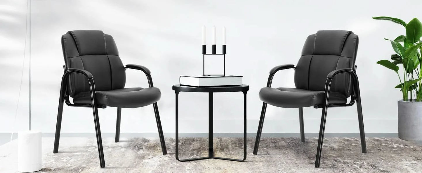 JHK Leather Waiting Room Chairs No Wheels,Guest Chair with Padded Arm Office Guest Chair Conference Room Lobby Table