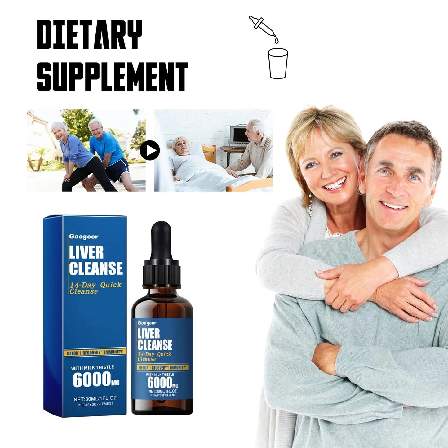 Googeer 30ml Dietary Supplement Drops Support Immunity Relieve Fatigue Stress Relaxing Body Liver Healthy Care Oral Drops - M & M Global