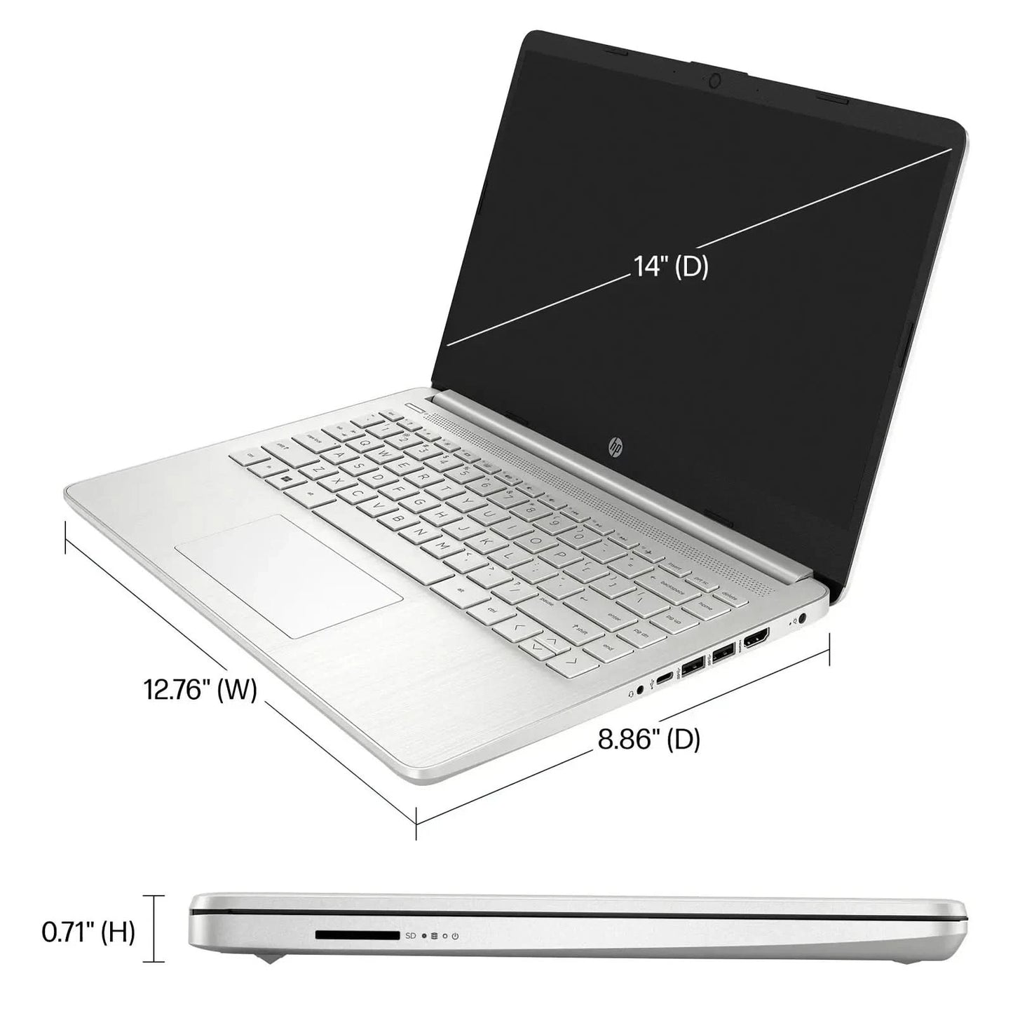 HP 14" Business Laptop,Intel Celeron N4120,16GB RAM,384GB Storage(128GB eMMC+256GB SD Card),1 Year Office 365
