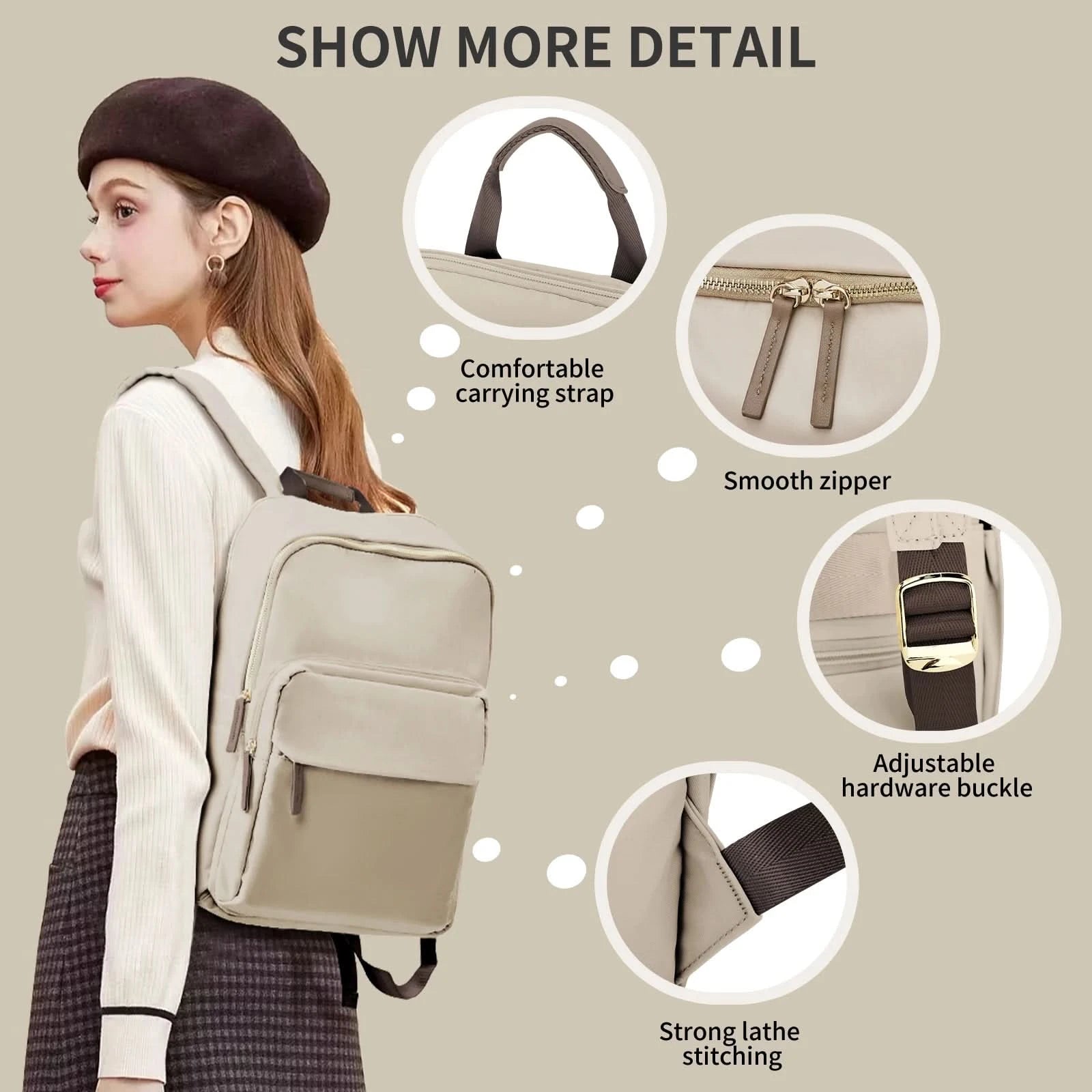 New Simple Large Capacity Backpack Women Travel Business Teacher Backpack Laptop Shoulder Bag Girl School Student Backpack Purse - M & M Global
