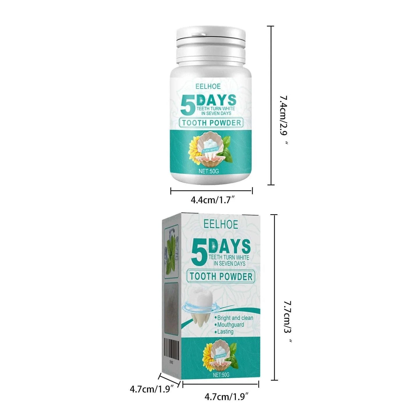 Eelhoe 50g 5 Days Teeth Whitening Powder Tooth Cleaning Oral Hygiene Remove Stains Tartar Plaque Brighten Dental Cleaning Powder - M & M Global