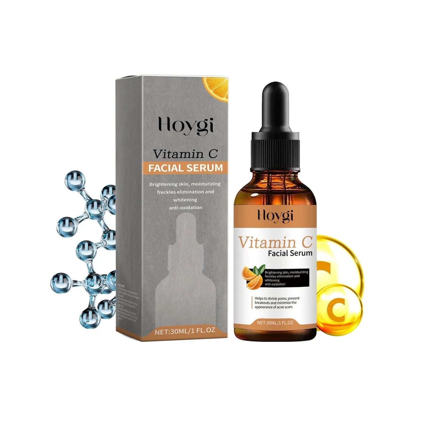 Hoygi 30ml Vitamin C Glowing Facial Serum Dark Spots Remover Melanina Moisturizing Nourish Brightening Facial Repair Skin Serum - M & M Global