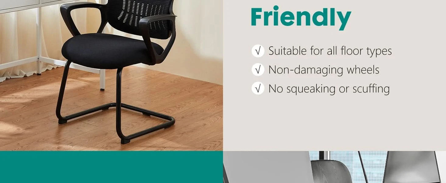 JHK Ergonomic Office Chair No Wheels with Comfy Armrest and Mesh Lumbar Support Back Basket Design for Guest Reception