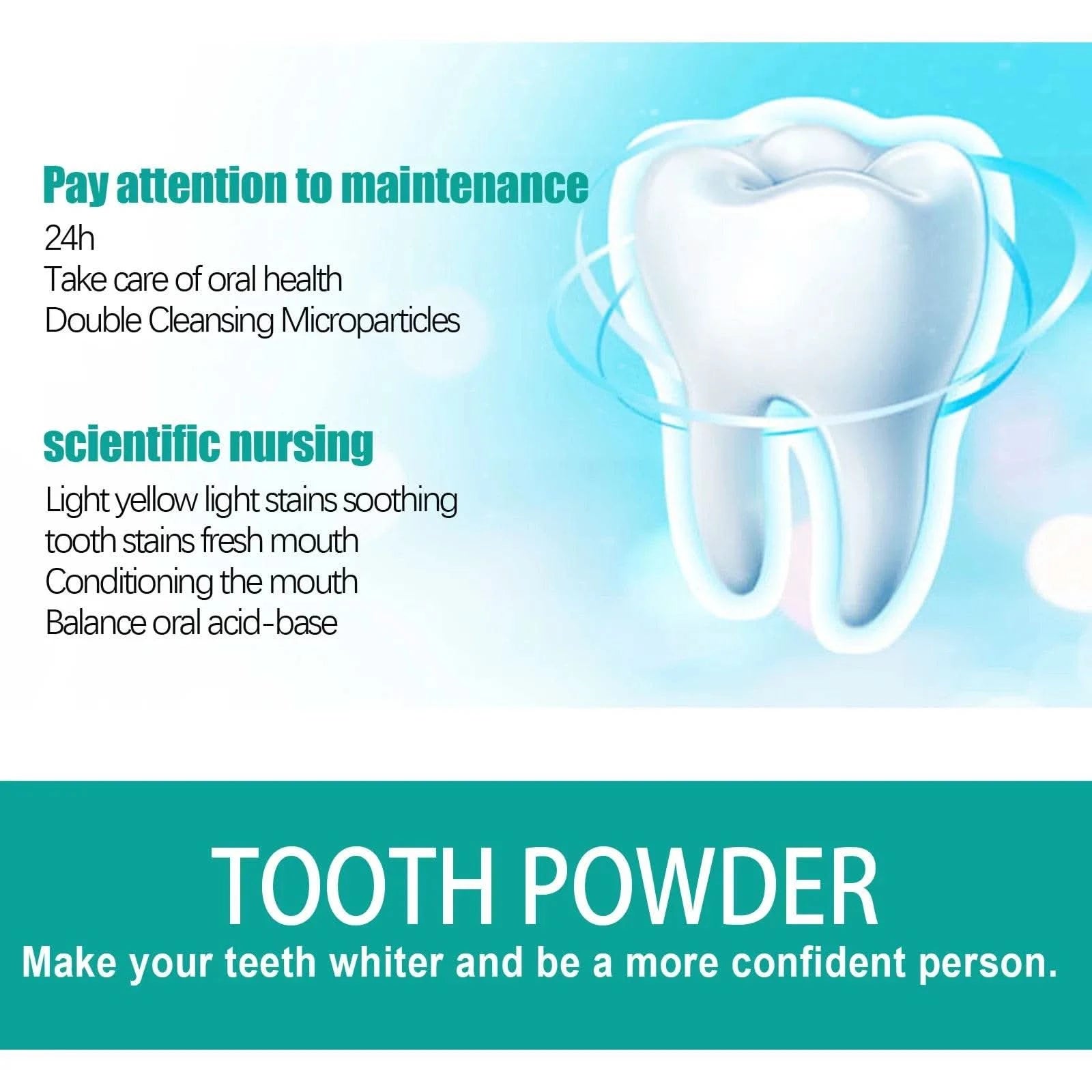 Eelhoe 50g 5 Days Teeth Whitening Powder Tooth Cleaning Oral Hygiene Remove Stains Tartar Plaque Brighten Dental Cleaning Powder - M & M Global