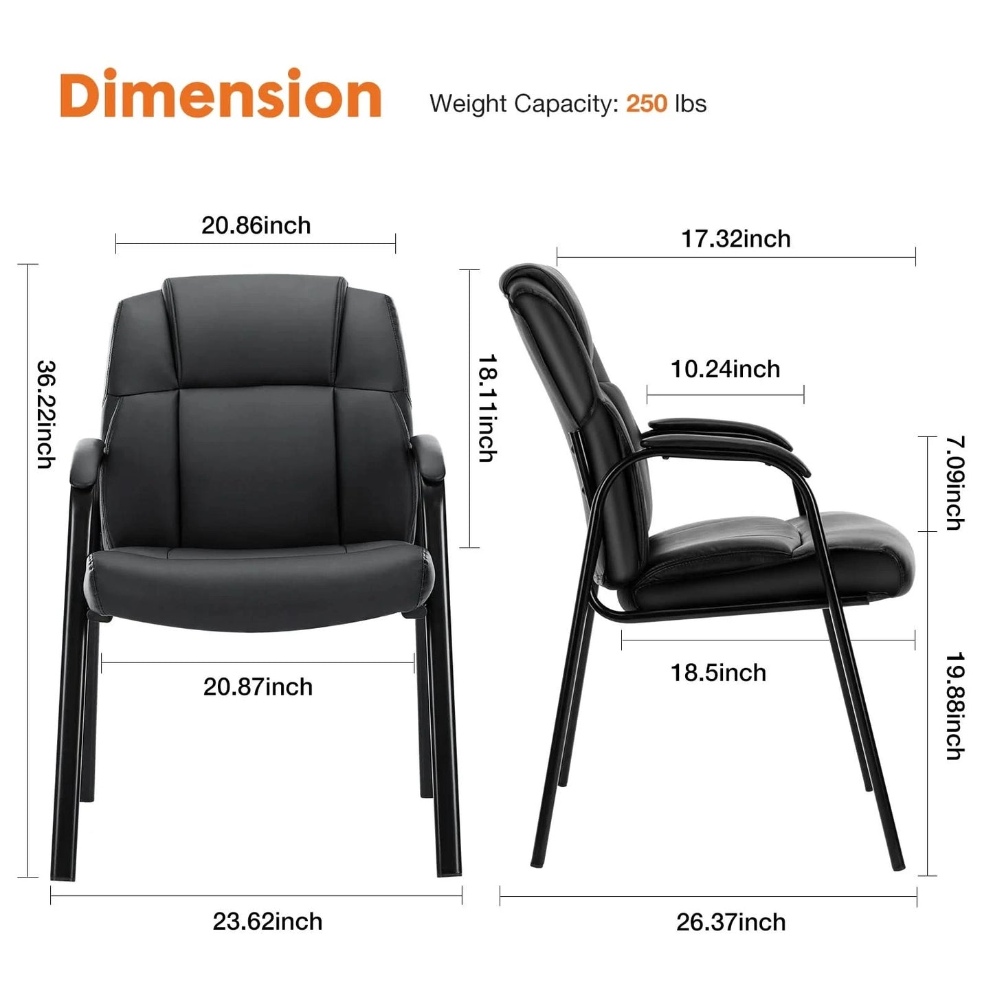 JHK Leather Waiting Room Chairs No Wheels,Guest Chair with Padded Arm Office Guest Chair Conference Room Lobby Table
