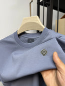 Brand Men's Summer New Silk Cotton Tshirt Designer Fashion Custom Badge Design Short Sleeve High Quality Ice Silk Elastic Tshirt