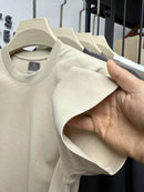 New brand summer men's silk cotton T-shirt designer custom badge design short sleeve fashionable ice silk elastic casual T-shirt