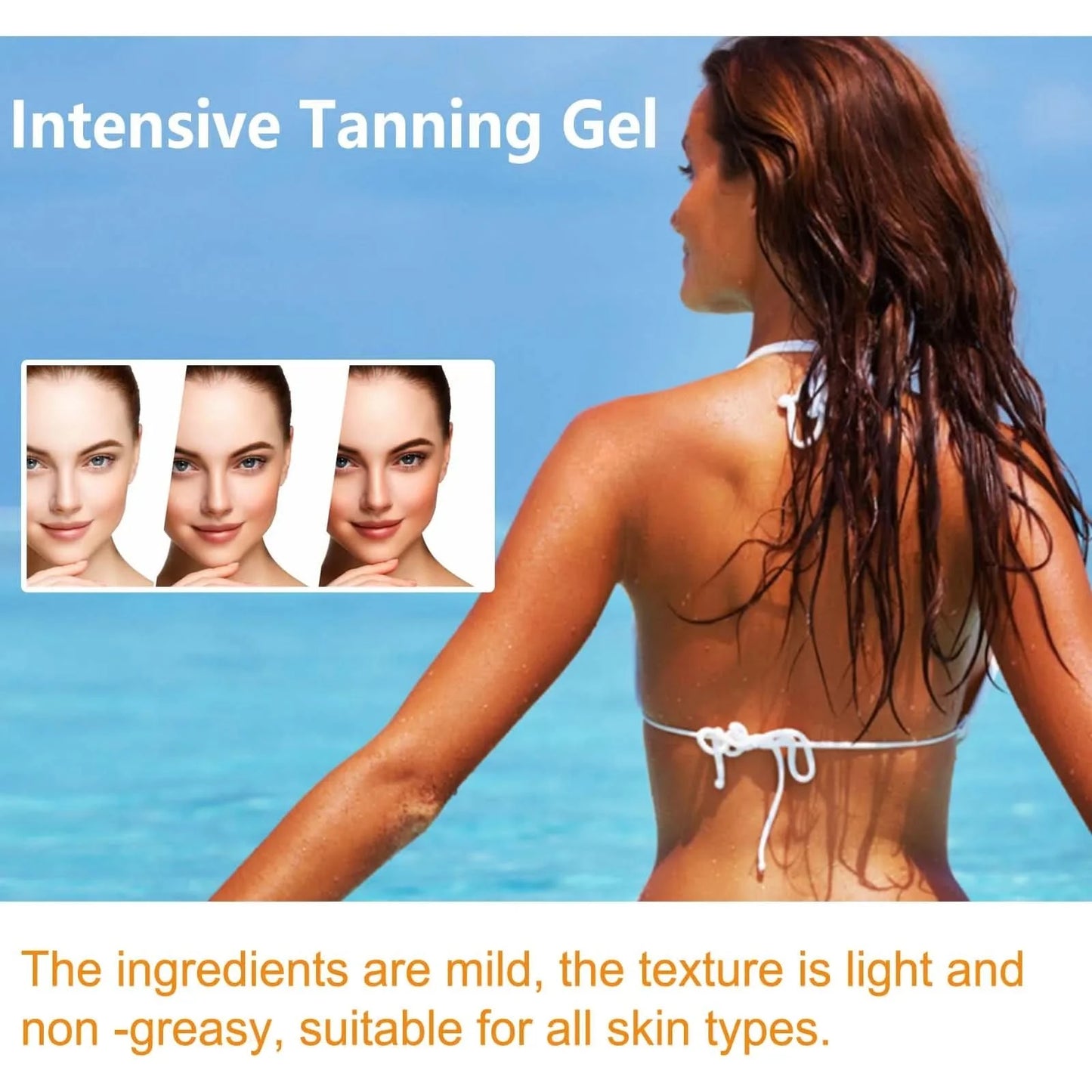 Oceaura 150g Intensive Body Tanning Gel Summer Beach Hydrating Sun Bronzer Sumless Tanning Non-irritating Skin Tanning Lotion - M & M Global
