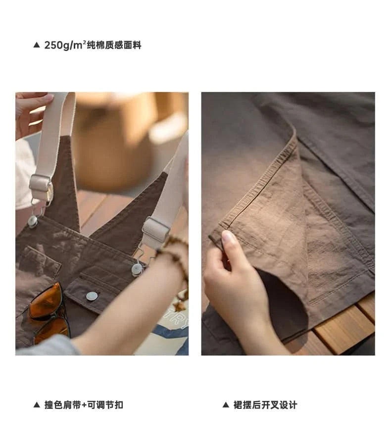 Maden 2024 New Women's Maillard Suspender Straight Skirt and Age-reducing Lazy Style Stackable Long Dress for Spring and Summer - M & M Global