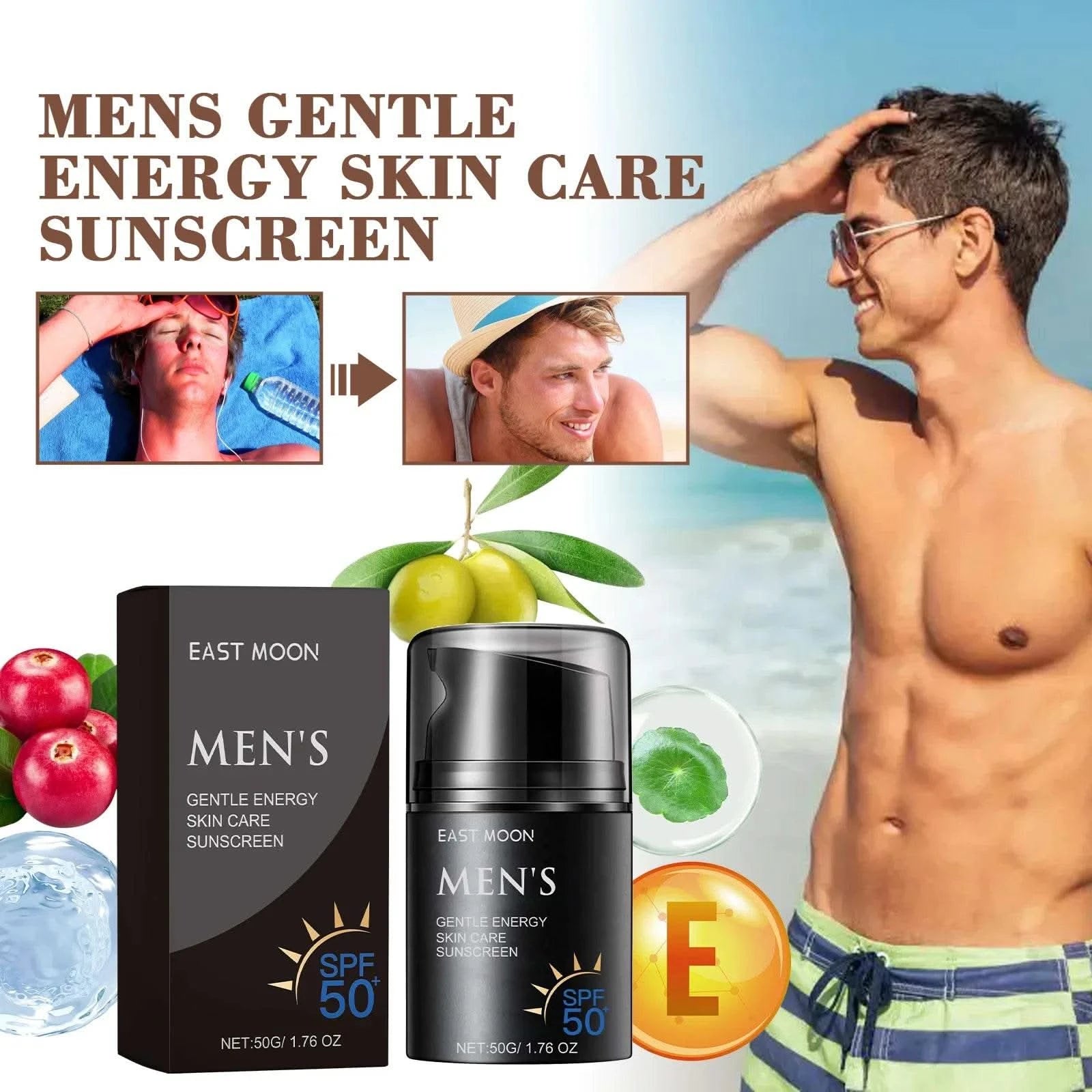 East Moon Men's Skincare Series Isolation Uv Protection Retinol Face Moisture Fresh Roller Oil Control Repair Redness Sunscreen - M & M Global