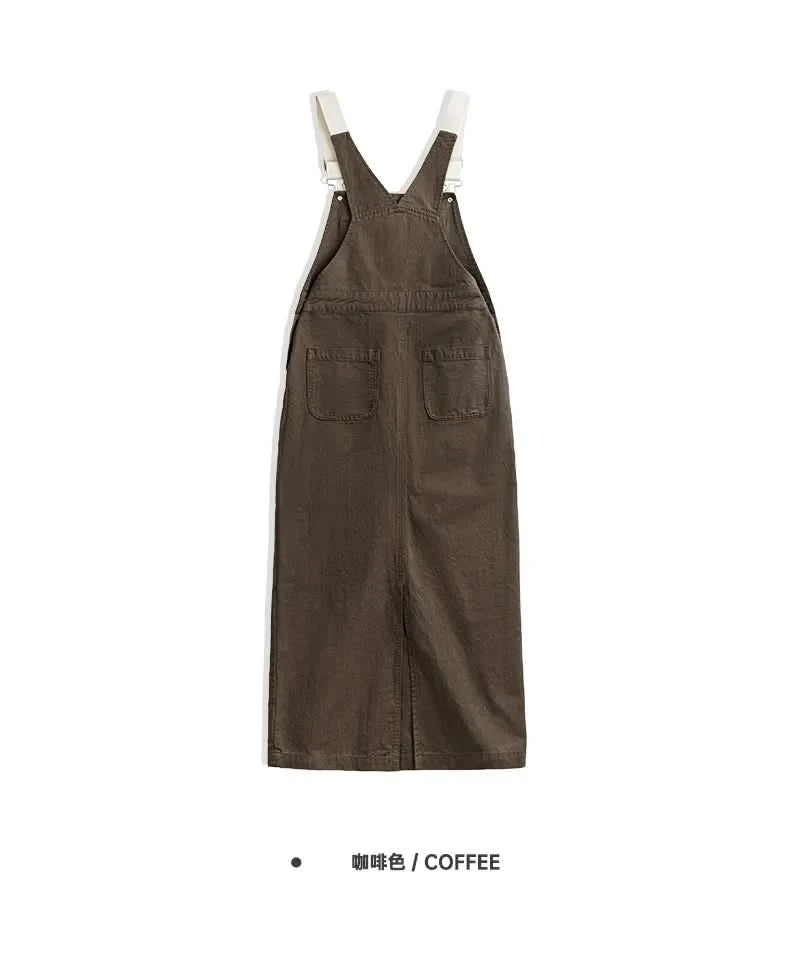 Maden 2024 New Women's Maillard Suspender Straight Skirt and Age-reducing Lazy Style Stackable Long Dress for Spring and Summer - M & M Global