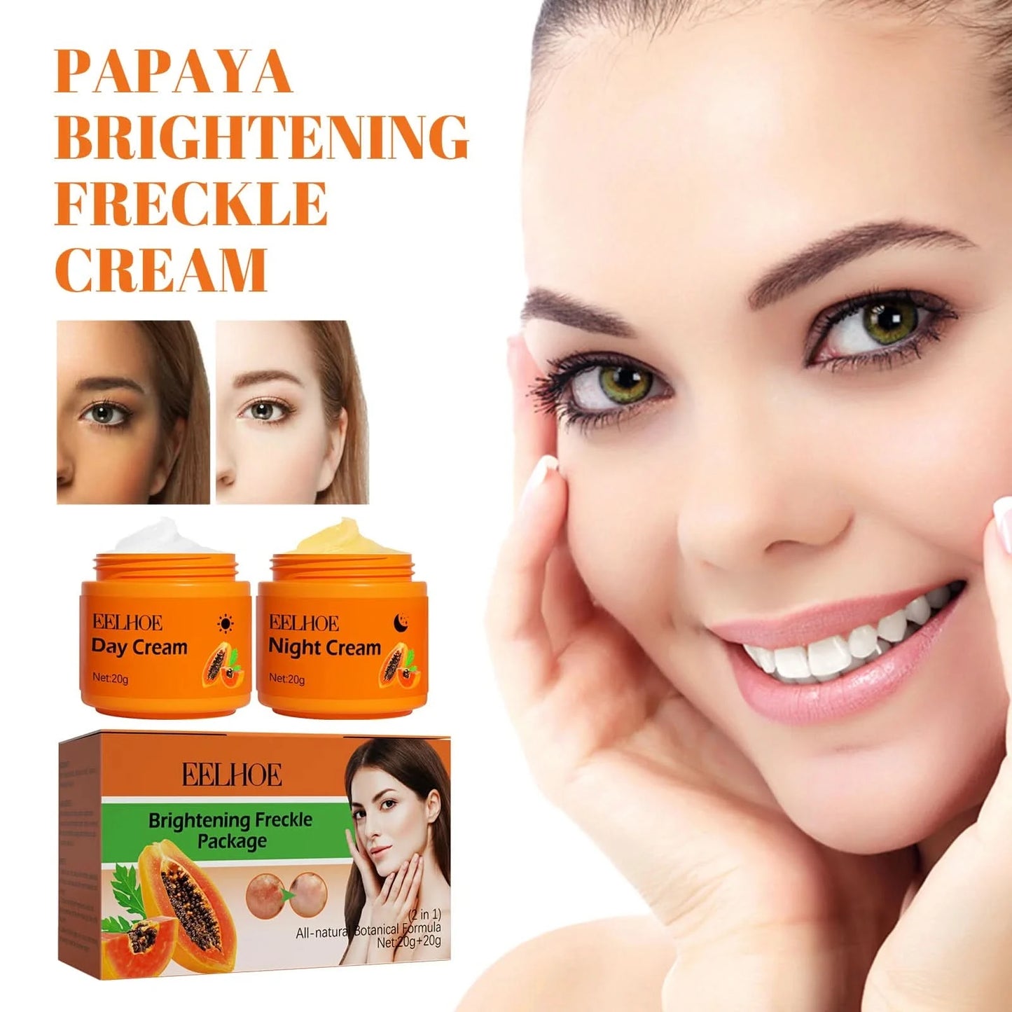 Papaya Day Night Cream Remove Dark Spots Melanin Black Dots Melasma Remover Anti Pigmentation Brighten Whitening Freckle Cream - M & M Global