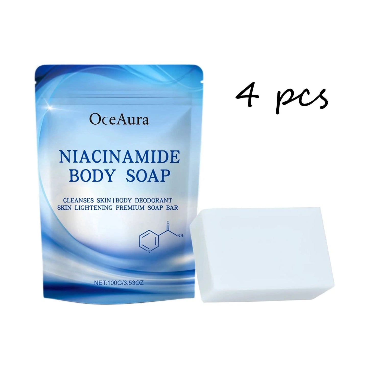 Oceaura Niacinamide Body Soap Bar Gentle Cleaning Dirts Improve Dullness Balance Skin Tone Smoothing Glowing Body Cleaning Soap - M & M Global