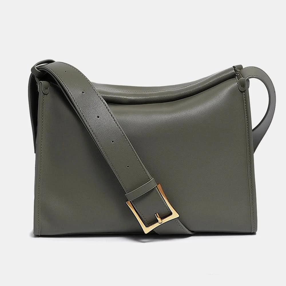 Zency Women's Messenger Bag Soft Genuine Leather Crossbody Bag Satchel Large Capacity Pockets Designer Dark Green Handbag - M & M Global