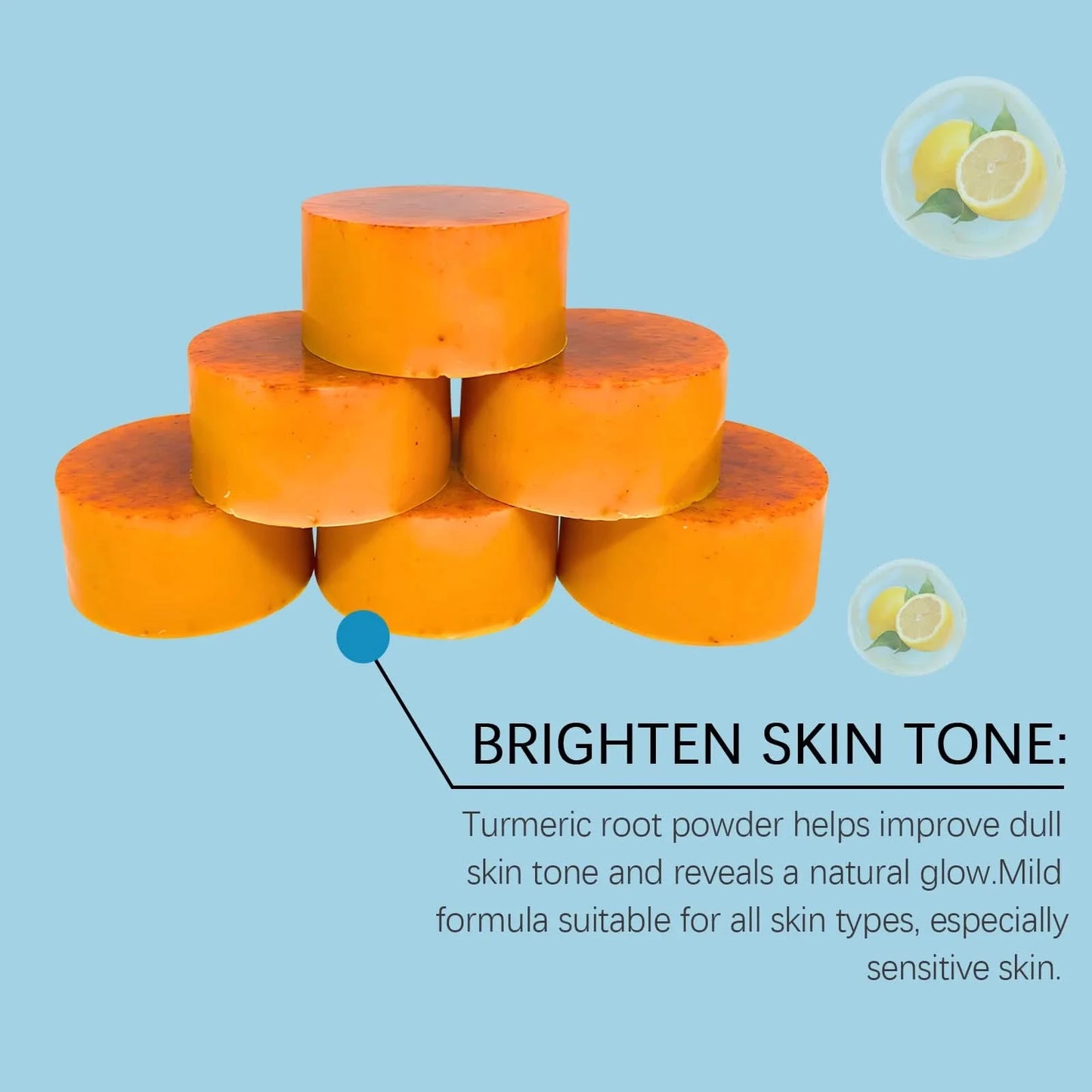 Oceaura Lemon Turmeric Soap Anti-oxidant Cleaning Dirts Improve Skin Texture Hydrating Brighten Skin Tone Body Bath Soap Bar - M & M Global