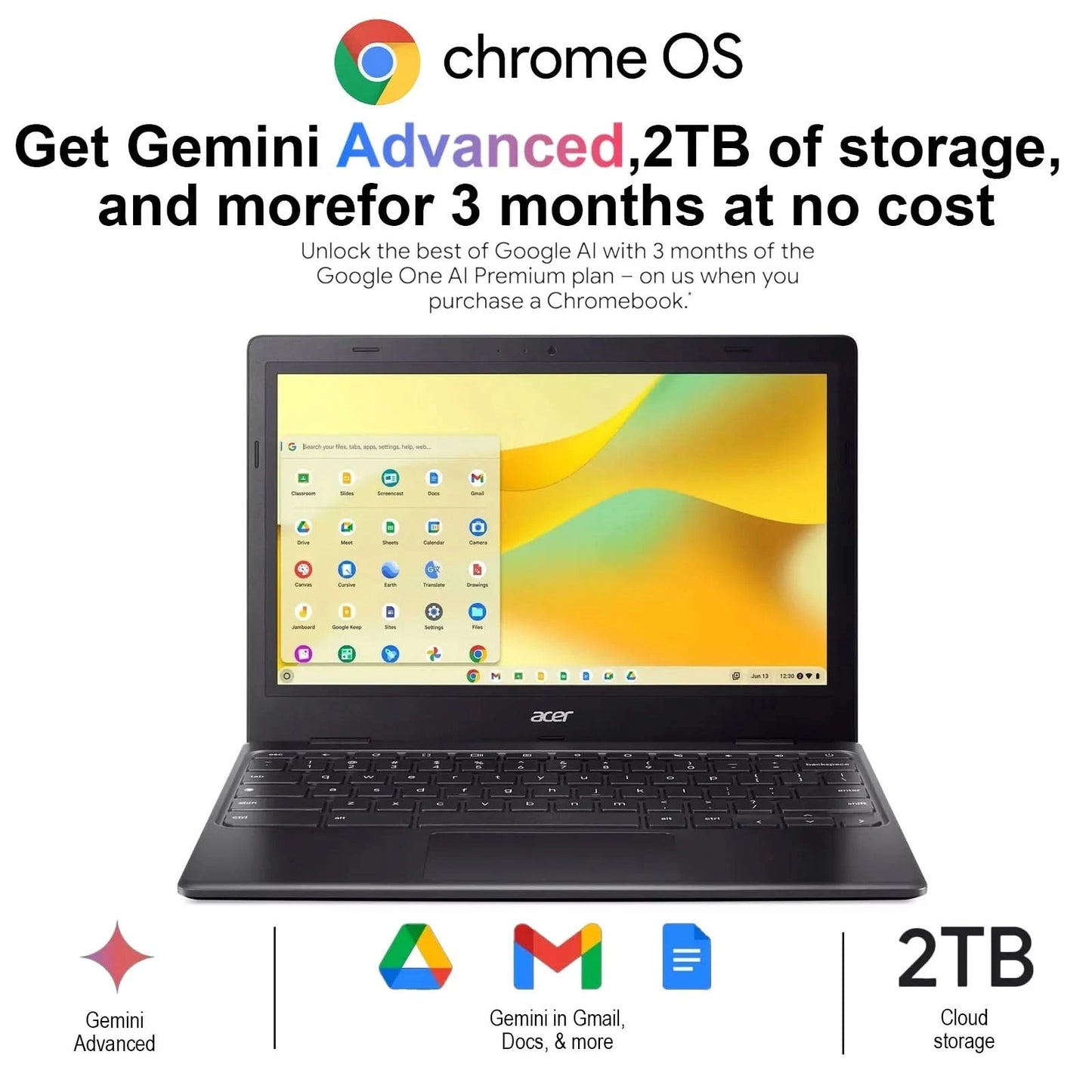 acer 311 Chromebook Laptop, 11.6'' HD Display, 4GB LPDDR4 RAM, 64GB EMMC, Intel N4500, Intel UHD Graphics, 10 Hours Battery Life