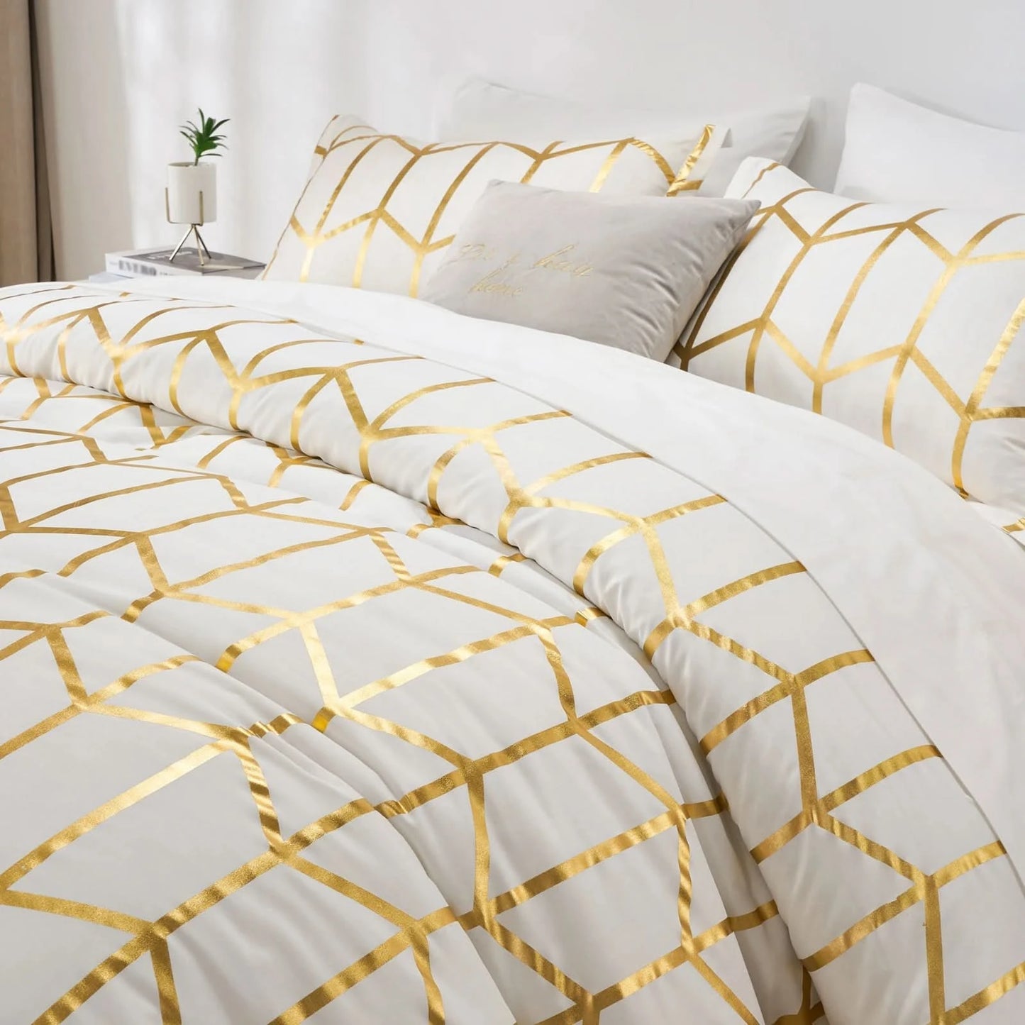 Bed with gold geometric patterned bedding and pillows.

Comfora Cozy Bedding Set
sage green bedding
white bedding set
comforter set queen
floral duvet cover
Comfora Cozy Bedding Set
plush comforter set cozy pack
ultra-soft all-season comforter and shams
luxury cozy bedding set online
warm textured comforter set King/Queen

Green Plant Bedding


Botanical Quilt Set


Nature Print Bedding


5 Piece Bedding Set

7 Piece Bedding Set
