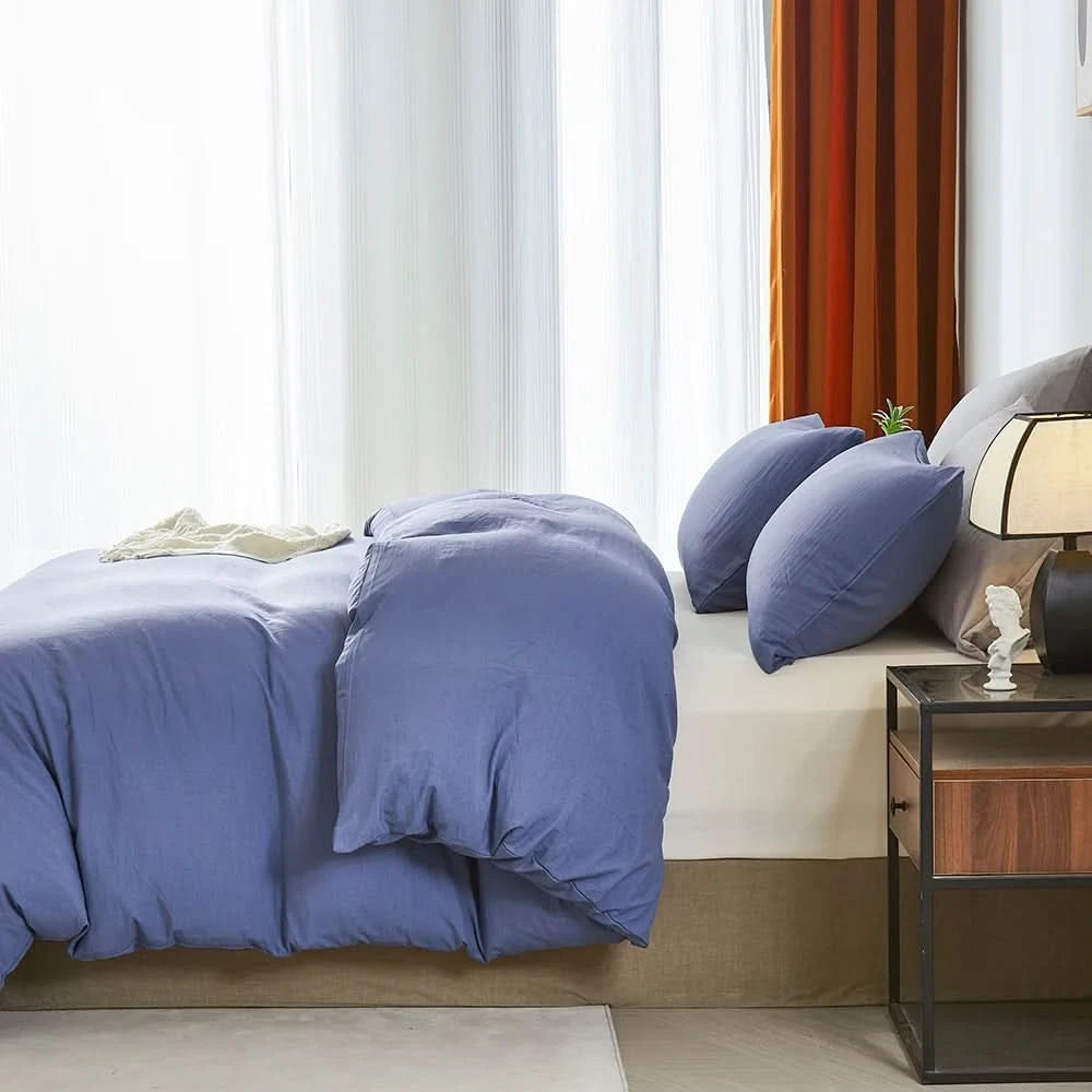 Bedroom with a bed covered in blue bedding and pillows, next to a nightstand.
Microfiber Bedding Set, Queen Comforter Set, Lightweight Comforter, Pinch Pleat Bedding, Quilted Comforter, Solid Color Bedding, Soft Bedding Set, Elegant Bedding, All Season Comforter, Brushed Microfiber, Modern Bedroom Decor, Gift Bedding Set, Fade Resistant Bedding, Cozy Bedding Set, Hotel Style Bedding, Bedroom Essentials, Bed Comforter with Pillowcases, Non-Toxic Bedding, Machine Washable Bedding, Minimalist Bedding
