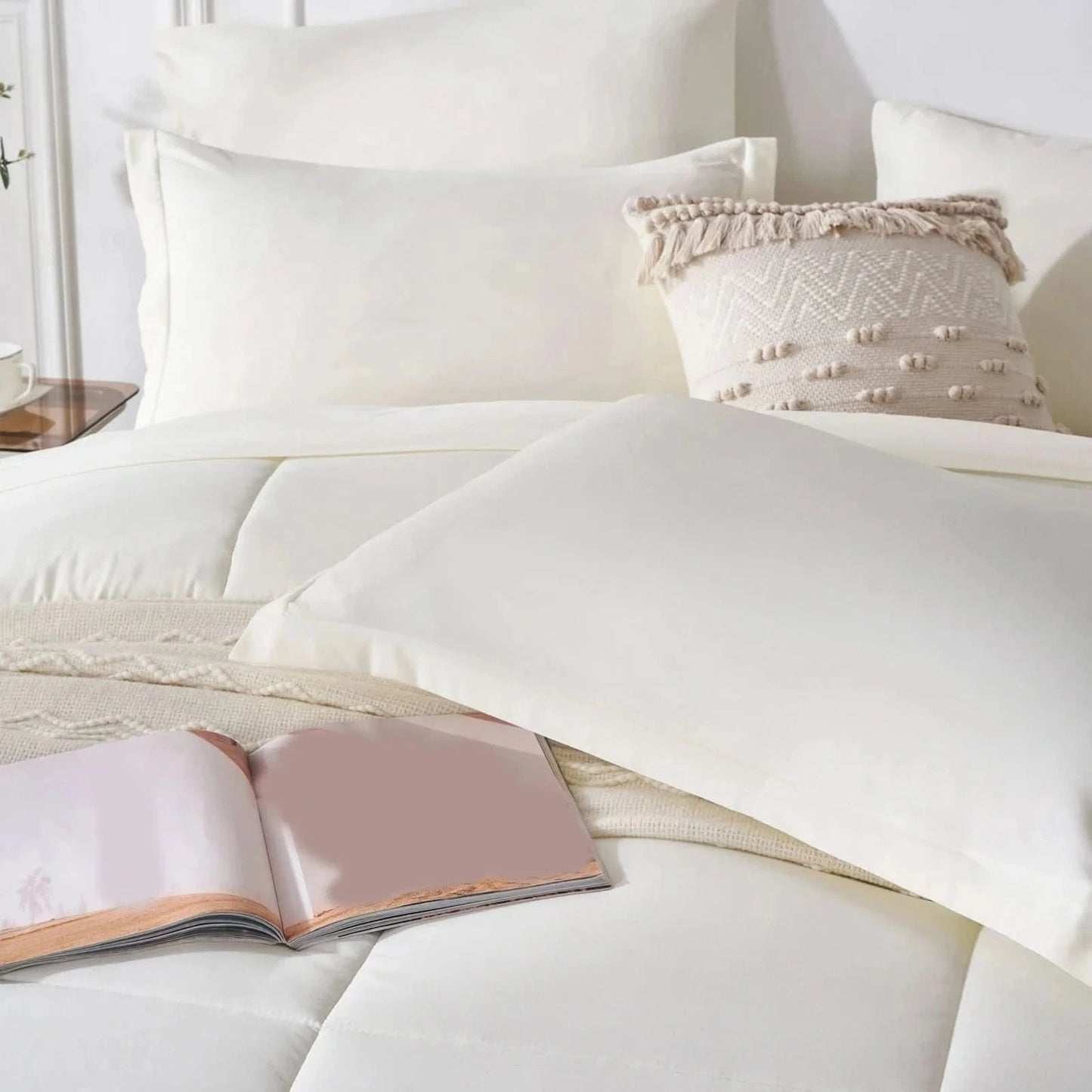 Blue bed with pillows and a blanket in a bedroom setting
Comfora Cozy Bedding Set
sage green bedding
white bedding set
comforter set queen
floral duvet cover
Comfora Cozy Bedding Set
plush comforter set cozy pack
ultra-soft all-season comforter and shams
luxury cozy bedding set online
warm textured comforter set King/Queen
