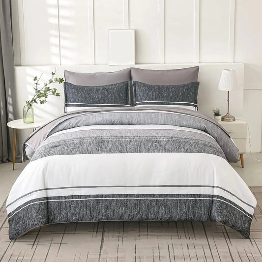 Gray and white striped bedding set on a bed in a bedroom setting.
Comfora Cozy Bedding Set
sage green bedding
white bedding set
comforter set queen
floral duvet cover
Comfora Cozy Bedding Set
plush comforter set cozy pack
ultra-soft all-season comforter and shams
luxury cozy bedding set online
warm textured comforter set King/Queen
Green Plant Bedding
Botanical Quilt Set
Nature Print Bedding
5 Piece Bedding Set
7 Piece Bedding Set
Soft Microfiber Quilt
Breathable Bedding Set
Queen Size Quilt Set
