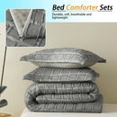 Gray textured bed comforter set with pillows on a neutral background, featuring text about comforter sets.
Queen size bedding set

Floral textured comforter

Ultra-soft microfiber comforter

Cut flower design bedding

All-season quilt set

Lightweight comforter set

Solid color bed set

Machine washable bedding

Fade-resistant bedding

Cozy bedroom gift set
