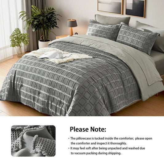 Gray textured comforter set on a bed in a bedroom with plants and a lamp.
Queen size bedding set

Floral textured comforter

Ultra-soft microfiber comforter

Cut flower design bedding

All-season quilt set

Lightweight comforter set

Solid color bed set

Machine washable bedding

Fade-resistant bedding

Cozy bedroom gift set