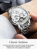 OLEVS Men's Watches Automatic Mechanical Business Wristwatch Waterproof Stainless Steel Strap Watch for Man Skeleton Calendar - M & M Global