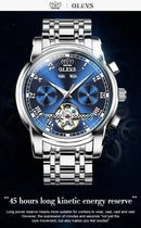 OLEVS Men's Watches Automatic Mechanical Business Wristwatch Waterproof Stainless Steel Strap Watch for Man Skeleton Calendar - M & M Global