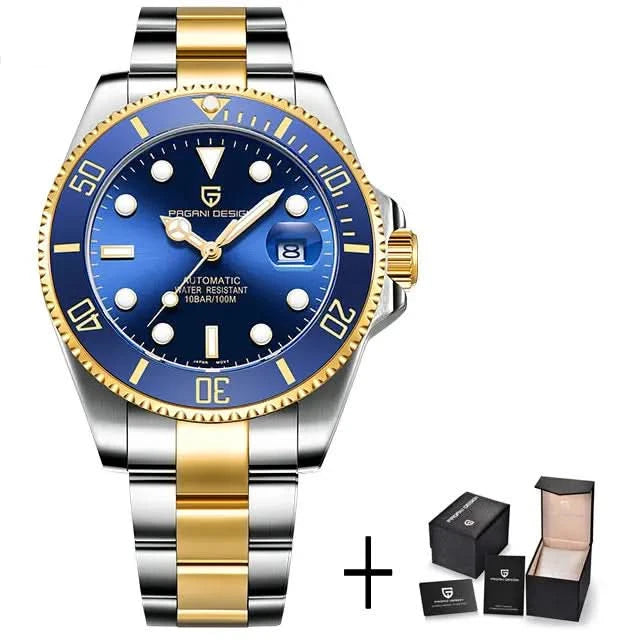 PAGANI DESIGN Luxury Sapphire Glass Men Automatic Watch 100m Waterproof Stainless Steel men mechanical wristwatches montre homme - M & M Global