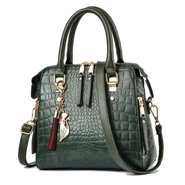Yogodlns Luxury Crocodile Pattern Handbag Women Winter New PU Leather Tassel Shoulder Bag Brands Design Handle Bag Lady Purse - M & M Global
