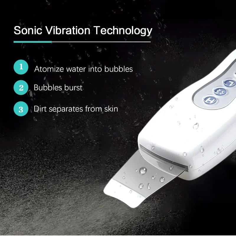 Ultrasonic Skin Scrubber Cleaning Face Cleanser  Acne Remover Facial Lifting Massager Ultrasound Skin Care Peeling Clean Machine - M & M Global