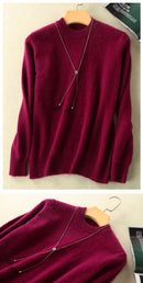 Super Warm 100% Mink Cashmere Sweaters and Pullovers Women Autumn Winter Soft Sweater Half Turtleneck Female Basic Pullovers