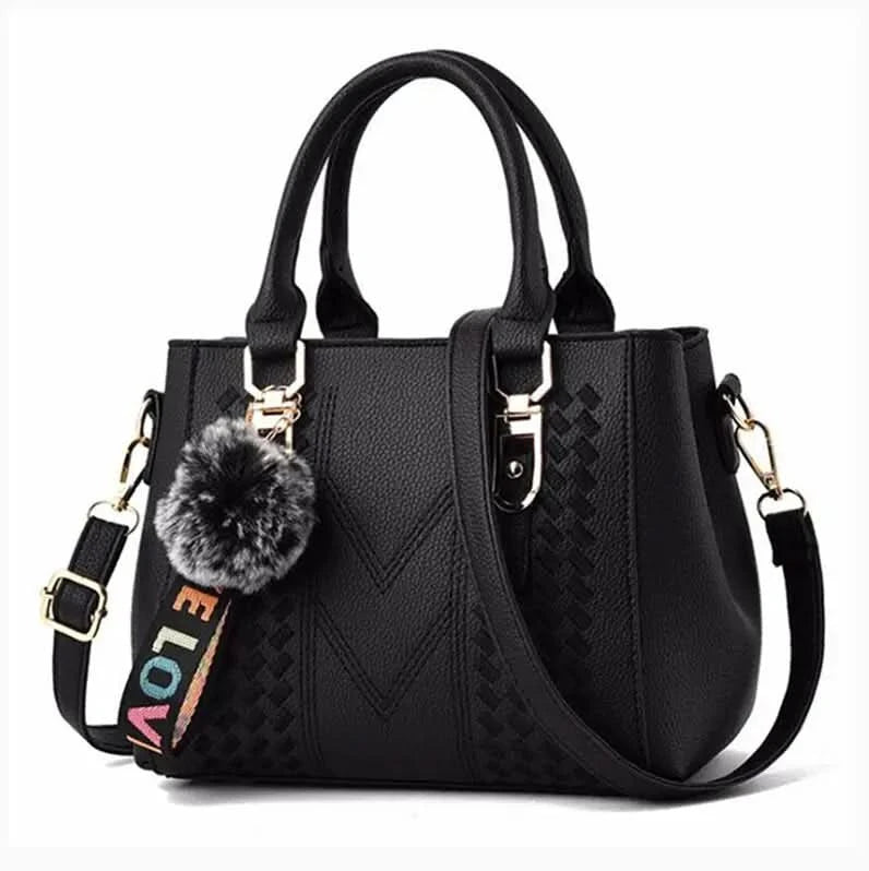 Embroidery Messenger Bags Women Leather Handbags Bags for Women Sac a Main Ladies hair ball Hand Bag - M & M Global