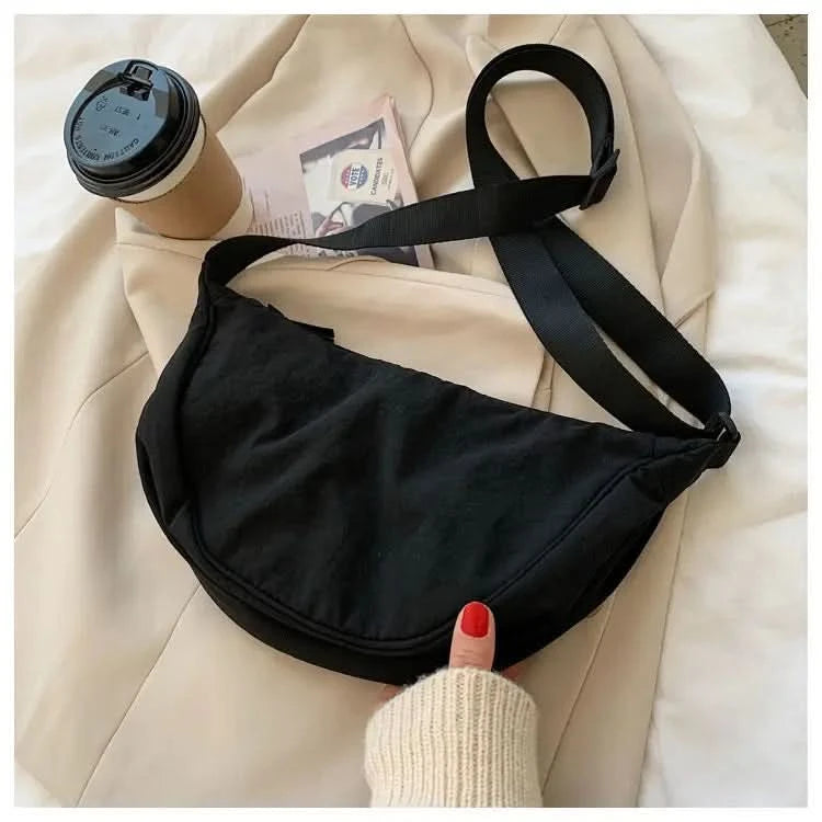 Simple Design Women's Messenger Bag Fashion Ladies Nylon Hobos Small Shoulder Bags Vintage Female Girls Purse Cloth Handbags - M & M Global