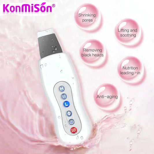 Ultrasonic Skin Scrubber Cleaning Face Cleanser  Acne Remover Facial Lifting Massager Ultrasound Skin Care Peeling Clean Machine - M & M Global
