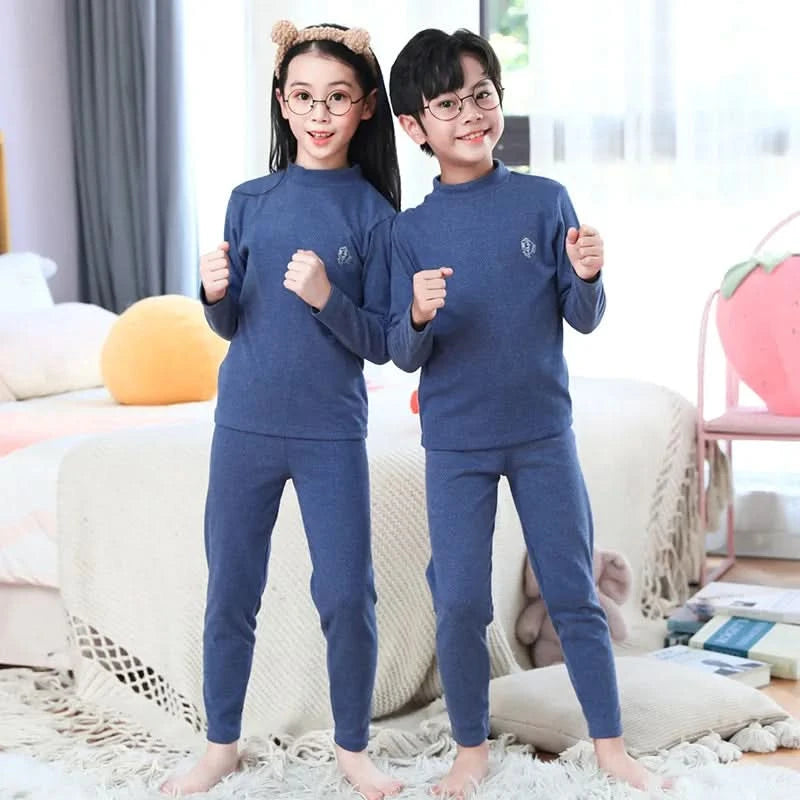 Autumn Winter Thermal Underwear Suit Girls Clothing Sets Boys Pajama Sets Baby No Trace Warm Sleepwear Candy Colors Kids Clothes - M & M Global