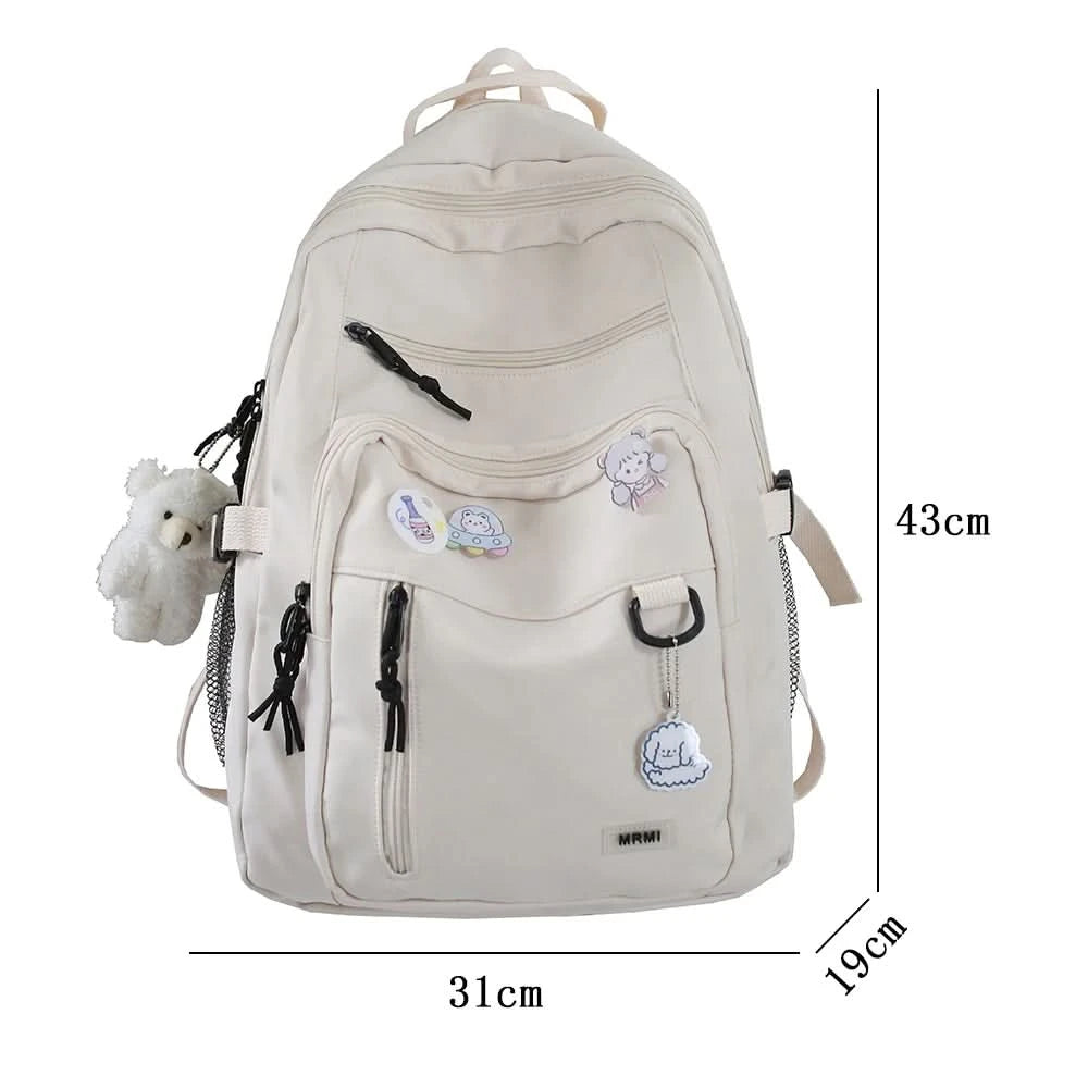 Fashion Big Student Backpack NEW Badge Rucksack Girls School Bag High Capacity Women Backpack Female Cute Leisure Travel Mochila - M & M Global