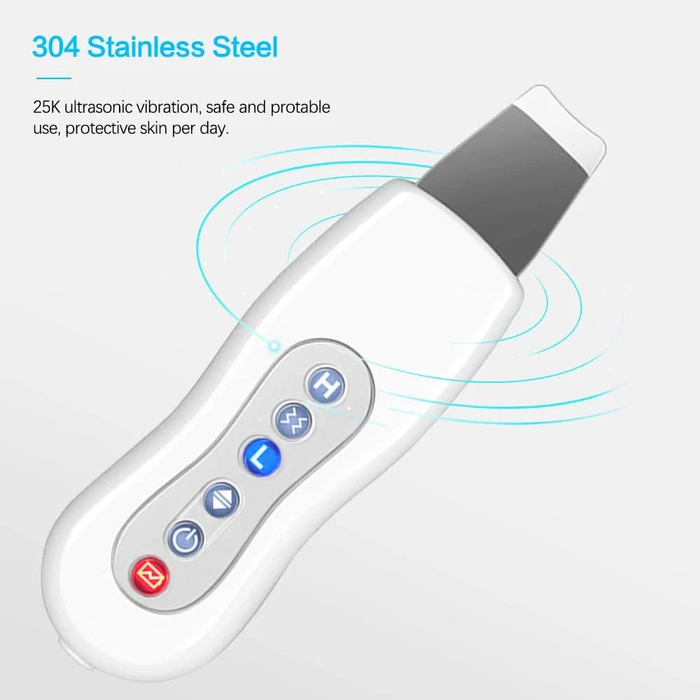 Ultrasonic Skin Scrubber Cleaning Face Cleanser  Acne Remover Facial Lifting Massager Ultrasound Skin Care Peeling Clean Machine - M & M Global
