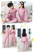 Autumn Winter Thermal Underwear Suit Girls Clothing Sets Boys Pajama Sets Baby No Trace Warm Sleepwear Candy Colors Kids Clothes - M & M Global