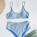 Sexy Sequin Bikini Shiny Solid Pink Push Up High Waist Bikini Set Female High Cut Bathing Suit Halter Top Swimwear Beachwear - M & M Global