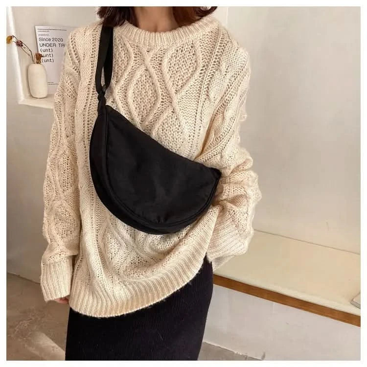 Simple Design Women's Messenger Bag Fashion Ladies Nylon Hobos Small Shoulder Bags Vintage Female Girls Purse Cloth Handbags - M & M Global