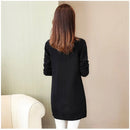 Solid Long Sweater Women Clothing 2025 New Korean Pocket Knit Sweater Dress Casual Warm Loose O neck Long sleeve Ladies Pullover