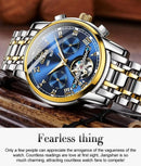 OLEVS Men's Watches Automatic Mechanical Business Wristwatch Waterproof Stainless Steel Strap Watch for Man Skeleton Calendar - M & M Global