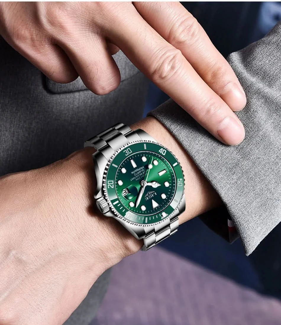 Reloj LIGE Top Brand Luxury Fashion Diver Watch Men Waterproof Date Clock Sport Watches Mens Quartz Wristwatch Relogio Masculino - M & M Global