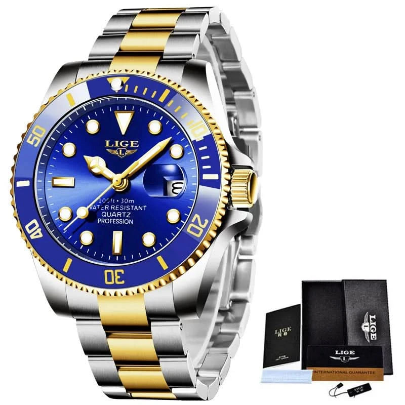 Reloj LIGE Top Brand Luxury Fashion Diver Watch Men Waterproof Date Clock Sport Watches Mens Quartz Wristwatch Relogio Masculino - M & M Global