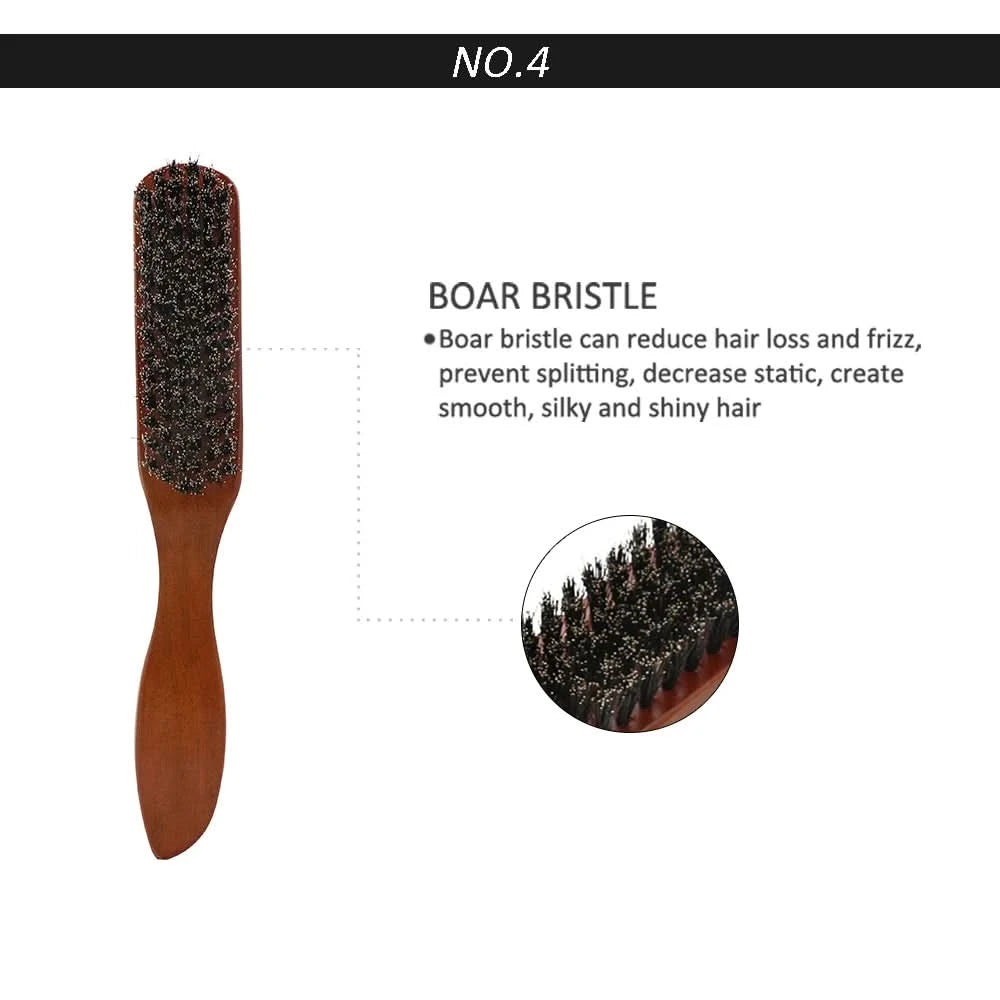 Natural Boar Bristle Beard Brush Men Facial Hair Cleaning Brush Professional Hairbrush Shaving Tools Beard Mustache Brushes - M & M Global