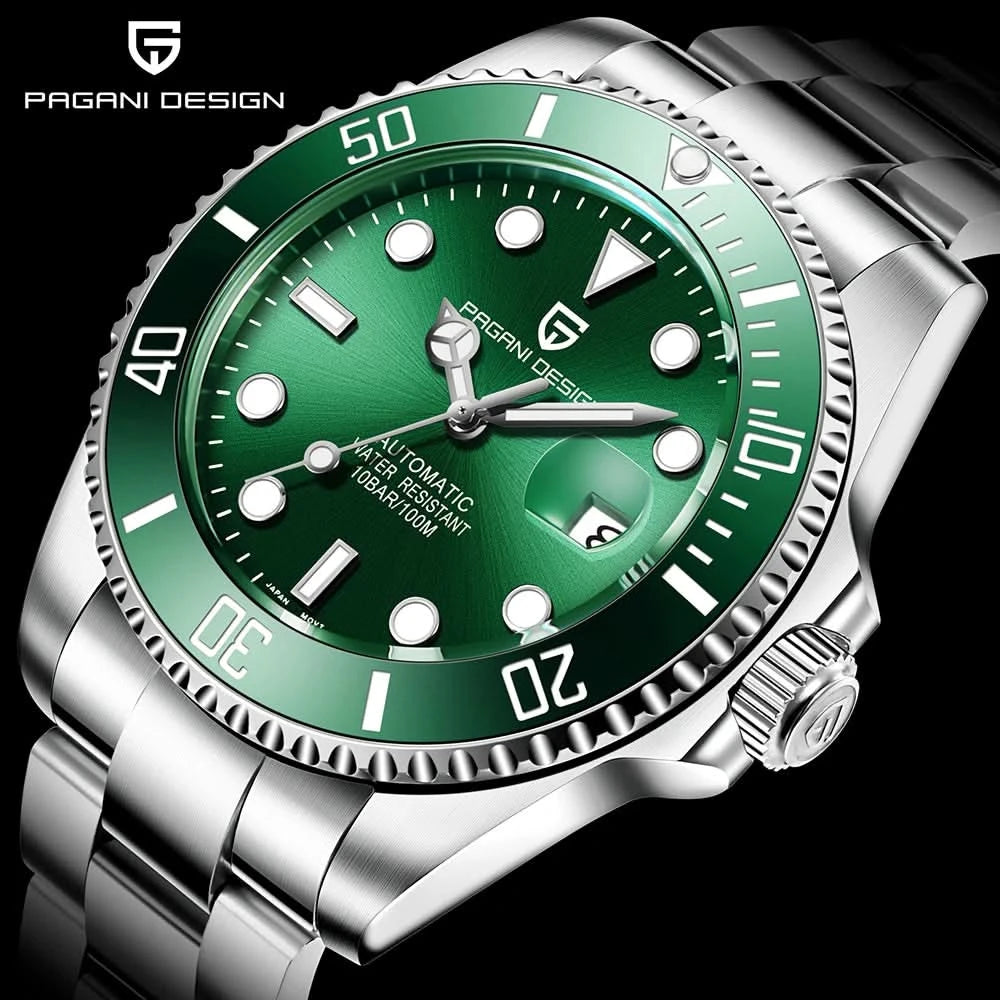 PAGANI DESIGN Luxury Sapphire Glass Men Automatic Watch 100m Waterproof Stainless Steel men mechanical wristwatches montre homme - M & M Global