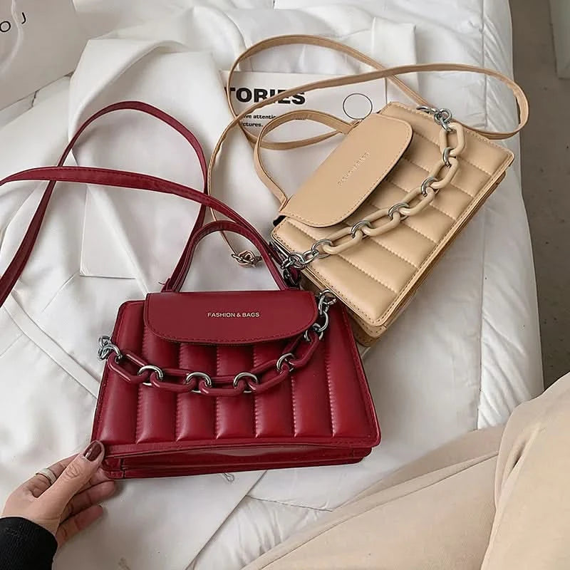 New Chains Shoulder Bag Women Solid Color Crossbody Bag Designer Messenger Handbag and Purse Luxury Top-handle Bag feminina - M & M Global