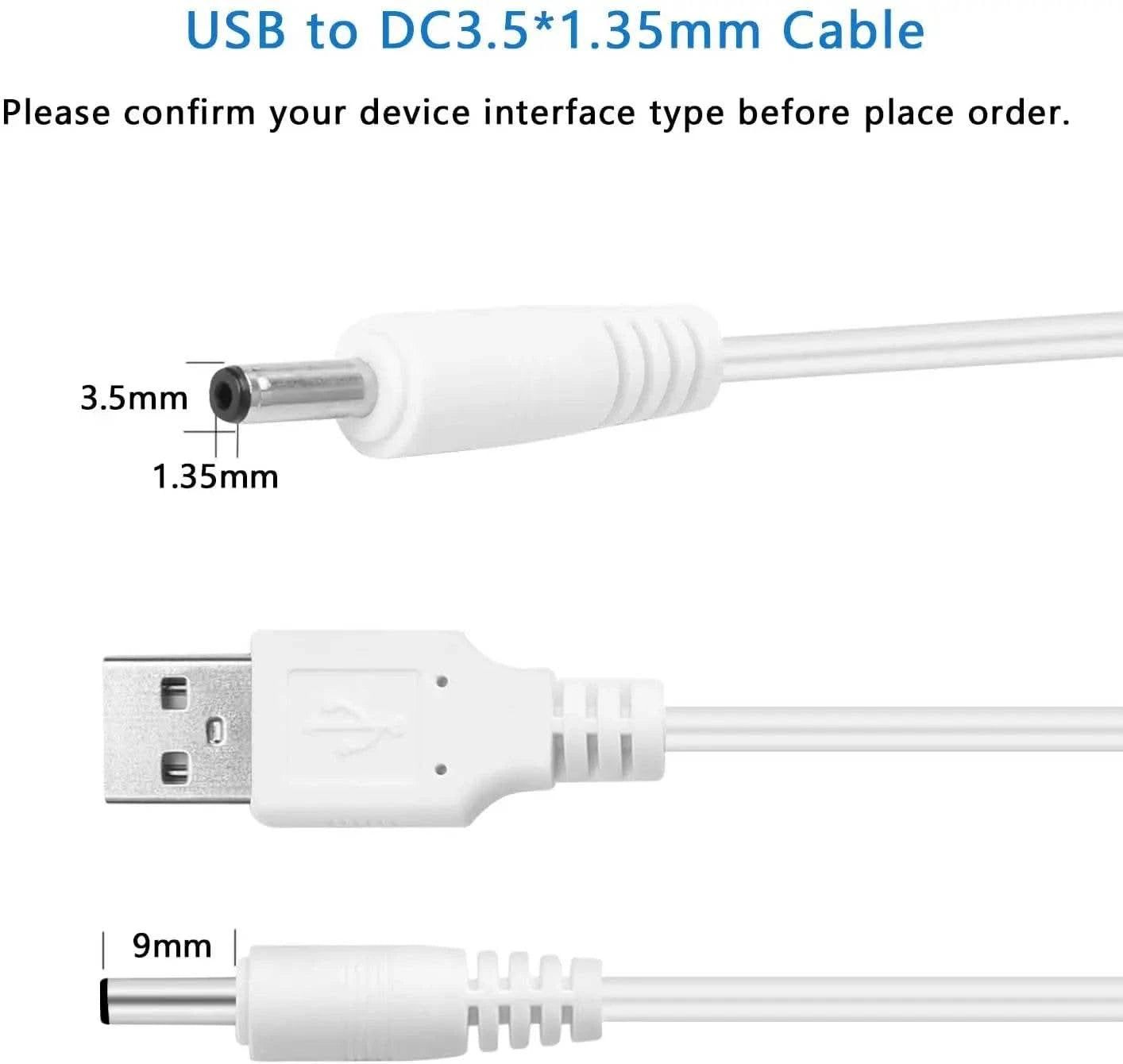 DC 3.5*1.35MM Replacement Charger Cord for FOREO Luna Facial Cleanser Foreo Luna/ 2/ 3/ Luna Mini/Luna Mini 2/FOREO ISSA Series - M & M Global
